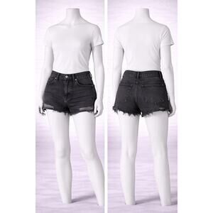 AGOLDE Parker Cutoff Shorts Black Denim Size 26 High Rise Raw Hem summer